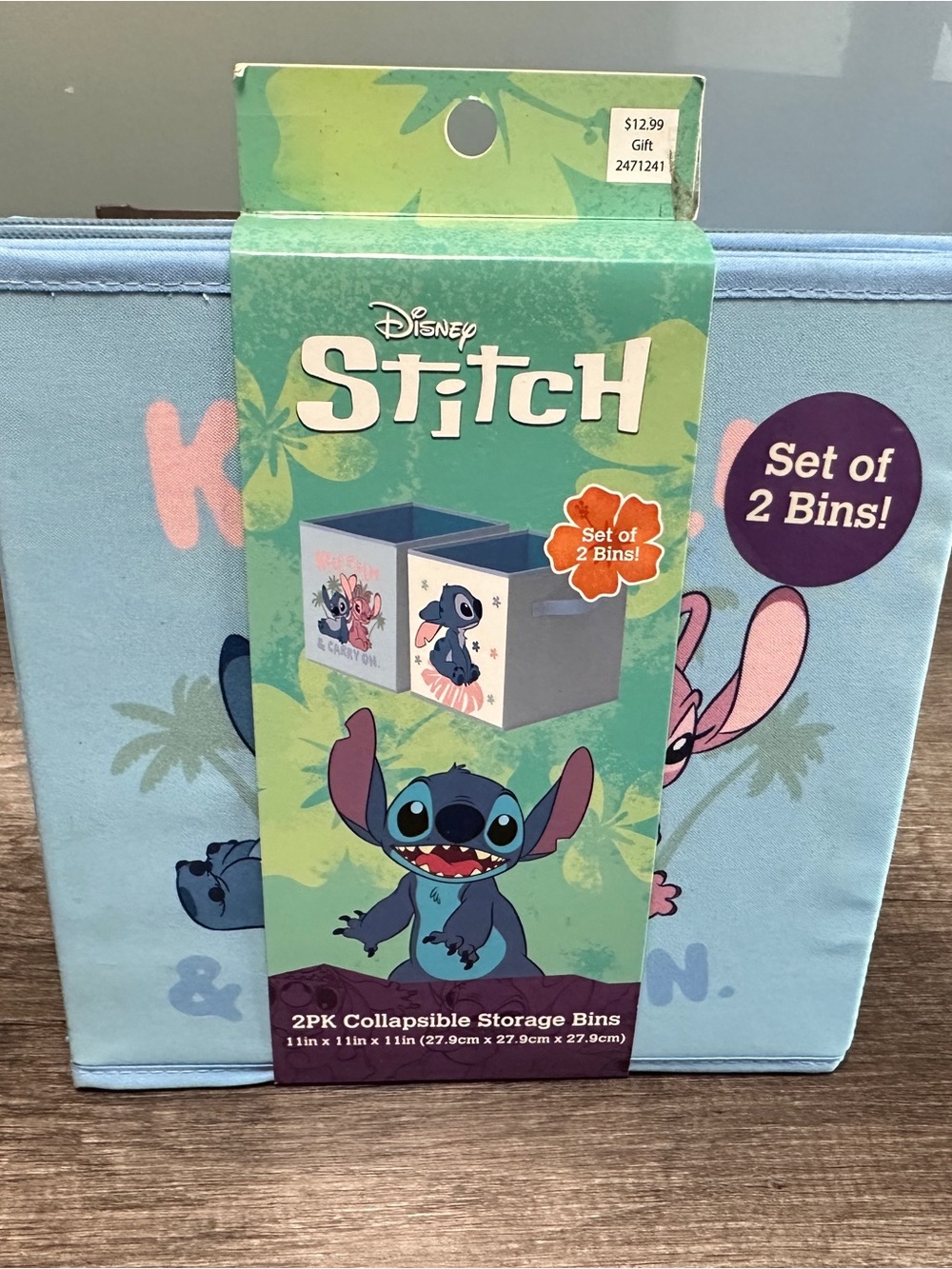 Disney Stitch Light Blue & Pink Foldable Kids Storage Bins - Set of 2